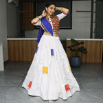 Thumbnail for Malishka Pure Rayon Cotton With Gamthi Work Navratri Special Lehenga Choli Set - Blue - Distacart