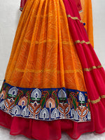 Thumbnail for Malishka Faux Georgette With Chine Stitch With Real Mirror Work Navratri Special Lehenga Choli Set - Rani - Distacart