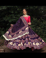 Thumbnail for Malishka Butter Silk With Mirror Work Navratri Special Lehenga Choli Set - Navy Blue - Distacart