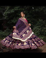 Thumbnail for Malishka Butter Silk With Mirror Work Navratri Special Lehenga Choli Set - Navy Blue - Distacart