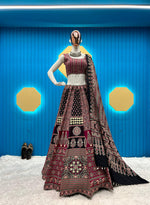 Thumbnail for Malishka Rayon With Kodi Work Navratri Special Lehenga Choli Set - Maroon - Distacart