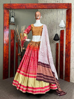 Thumbnail for Malishka Zari Satin With Printed Navratri Special Lehenga Choli Set - White - Distacart
