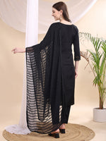 Thumbnail for Beads & Swarovski Embroidered Kurta With Pant & Dupatta, Black - Hiral Fashion - Distacart