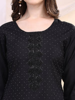 Thumbnail for Beads & Swarovski Embroidered Kurta With Pant & Dupatta, Black - Hiral Fashion - Distacart