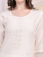 Thumbnail for Beads & Swarovski Embroidered Kurta With Pant & Dupatta, White - Hiral Fashion - Distacart