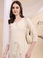 Thumbnail for Mirror And Hand Embroidered Co Ords, Cream - Hiral Fashion - Distacart