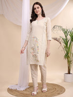 Thumbnail for Mirror And Hand Embroidered Co Ords, Cream - Hiral Fashion - Distacart