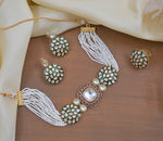 Thumbnail for Jewel City Luxury Kundan Pearl Side Necklace Set - Handcrafted Indian Bridal Jewelry with Green Meenakari and Ruby Accents