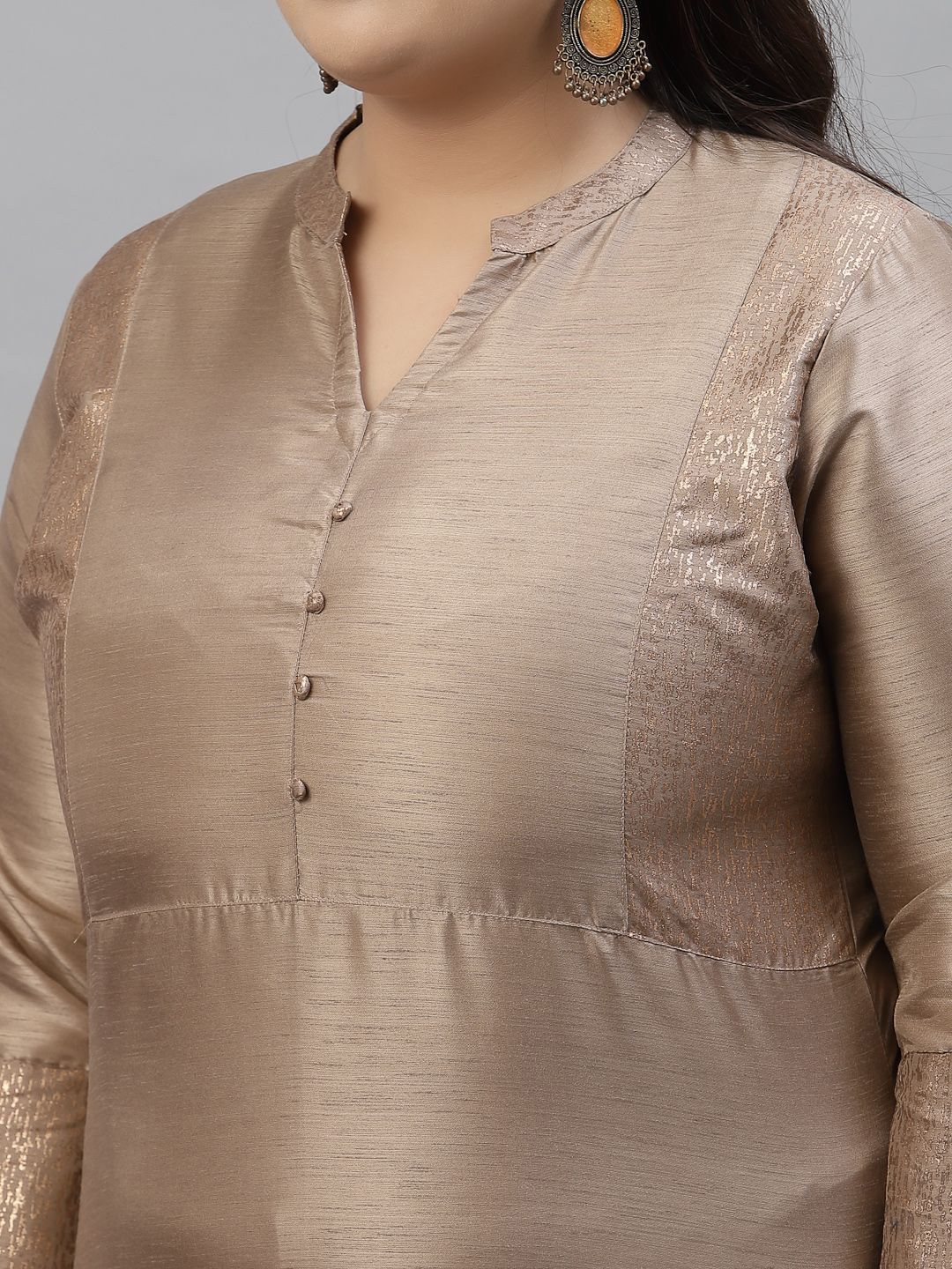 Sztori Plus Size Mandarin Collar Straight Kurta With Trousers - Distacart