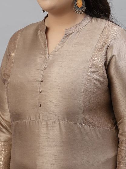 Sztori Plus Size Mandarin Collar Straight Kurta With Trousers - Distacart