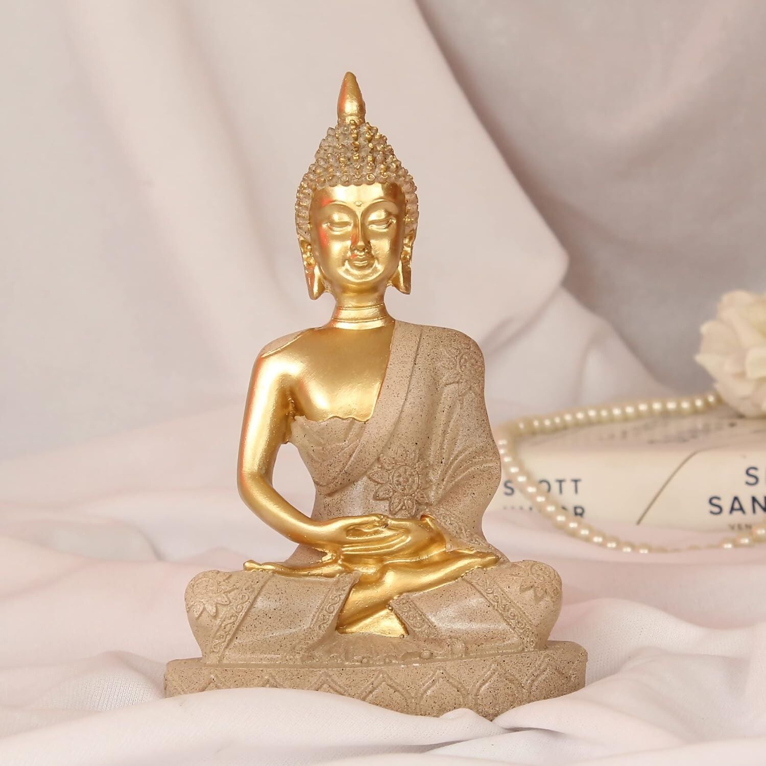 Tied Ribbons Lord Buddha Meditating Statue Idol - Distacart