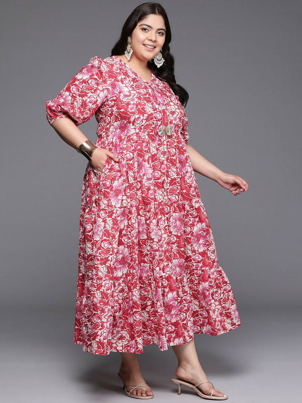 Ahalyaa Women's Traditional wear Ethnic Dress - Red - Distacart