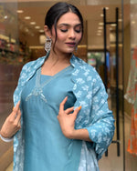 Thumbnail for Malishka Women's Sky Blue Viscose Embroidery Kurta Set With Dupatta - Distacart