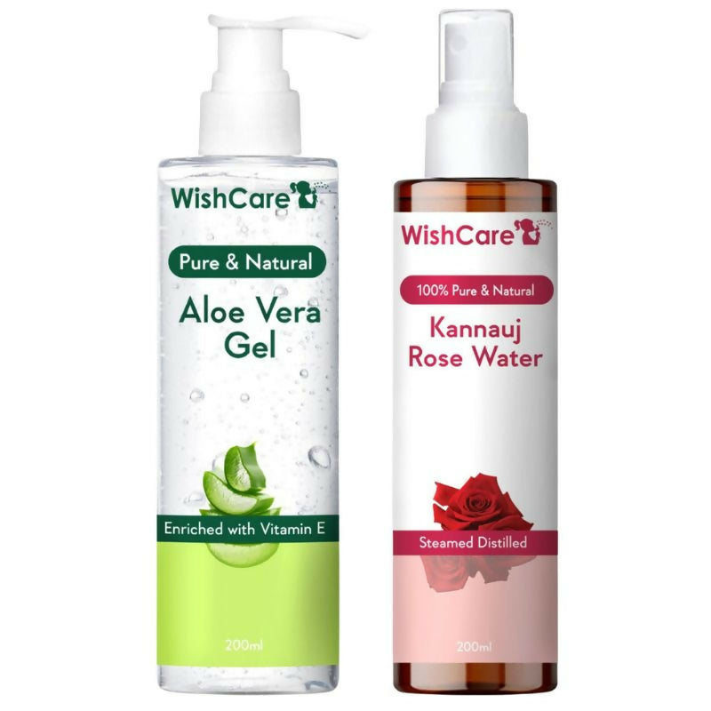 Wishcare Pure Aloe Vera Gel+ Rose Water Combo - Distacart
