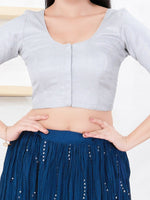 Thumbnail for Joban Fashion Silver Tissue Elbow Sleeveless Front Open Blouse