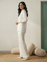 Thumbnail for Janasya White Straight Satin Co-Ords - Dista