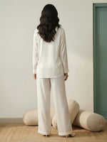 Thumbnail for Janasya White Straight Satin Co-Ords - Dista