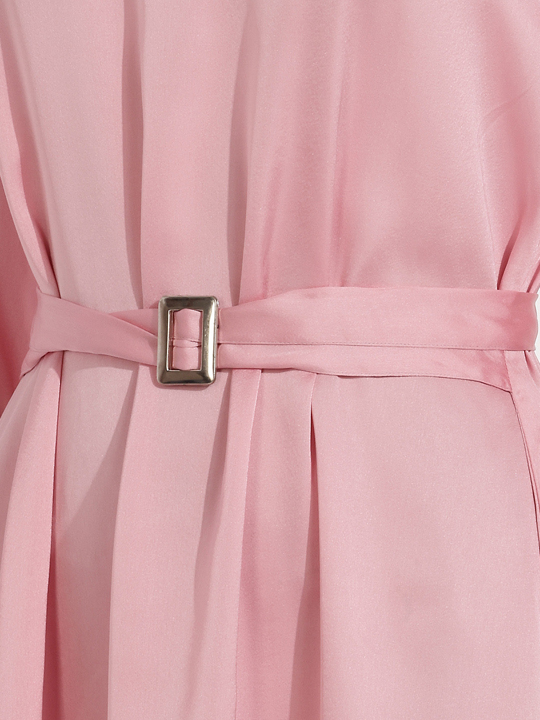 Janasya Pink A-Line Satin Dress - Dista