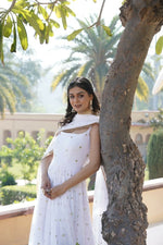 Thumbnail for Aastha Fashion White Faux Georgette Printed Gown With Dupatta - Distacart