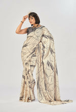 Thumbnail for Vastranavya Off White Satin Silk Elegant Printed Saree with Unstitched Blouse - Distacart