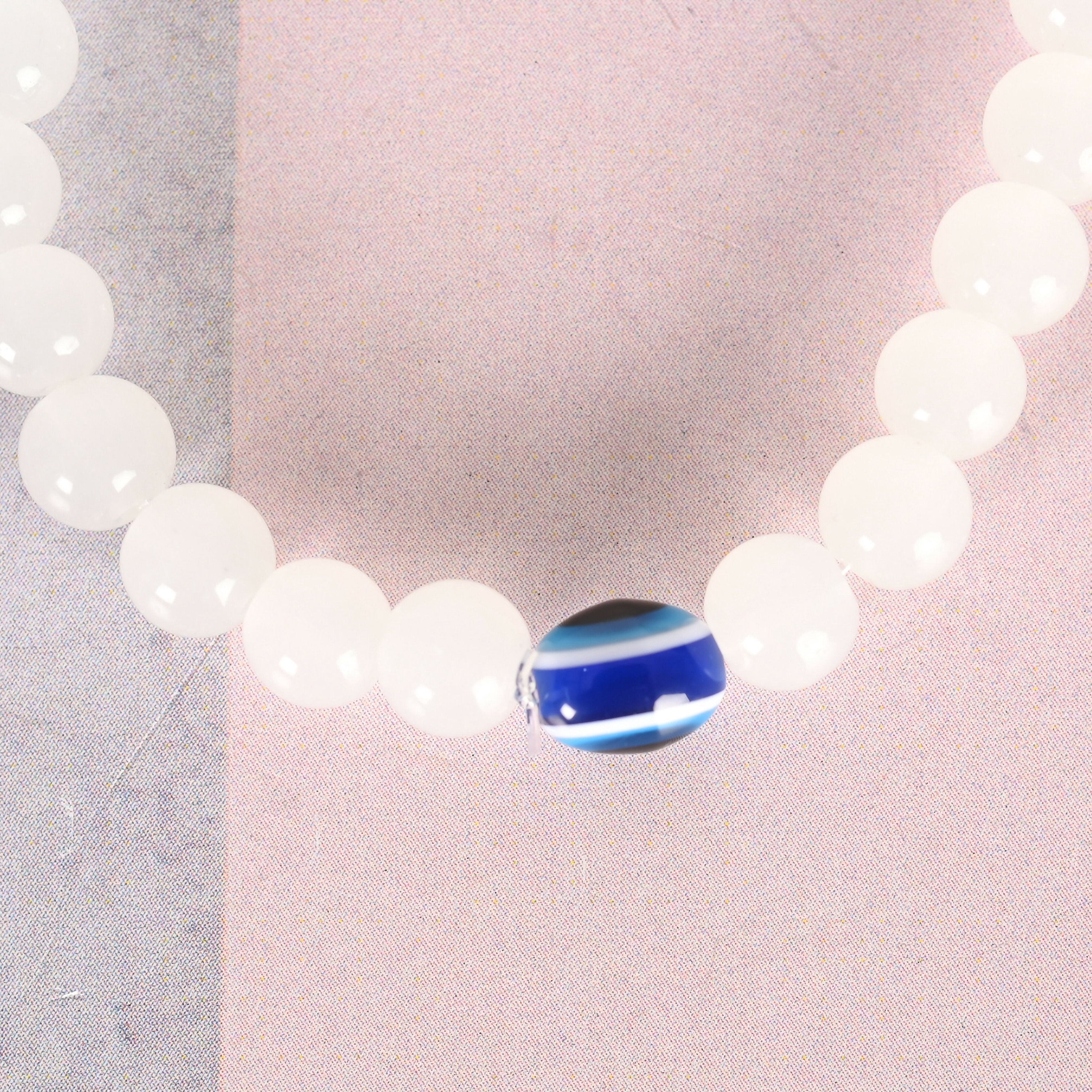 NVR Men & Women Evil Eye Crystal Elasticated Bracelet - Distacart