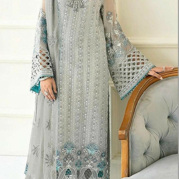 Anaita Sky Blue Fox Georgette Stitched Suit with Embroidery Sequence Work & Khatli Work - Distacart