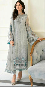 Thumbnail for Anaita Sky Blue Fox Georgette Stitched Suit with Embroidery Sequence Work & Khatli Work - Distacart