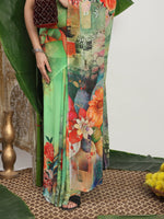 Thumbnail for Shivam Fabrics Green Georgette Fabric Printed Saree