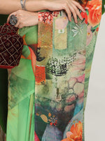 Thumbnail for Shivam Fabrics Green Georgette Fabric Printed Saree