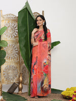 Thumbnail for Shivam Fabrics Pink Georgette Fabric Printed Saree