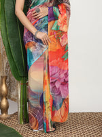 Thumbnail for Shivam Fabrics Multi Color Georgette Fabric Printed Saree