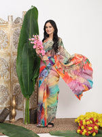 Thumbnail for Shivam Fabrics Multi Color Georgette Fabric Printed Saree