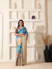 Shivam Fabrics Sky Blue Lichi Patta Fabric Printed Saree - Distacart