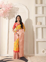 Thumbnail for Shivam Fabrics Yellow Lichi Patta Fabric Printed Saree