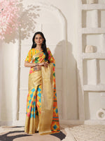 Thumbnail for Shivam Fabrics Yellow Lichi Patta Fabric Printed Saree