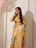 Thumbnail for Shivam Fabrics Yellow Lichi Patta Fabric Printed Saree