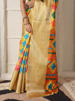 Thumbnail for Shivam Fabrics Yellow Lichi Patta Fabric Printed Saree