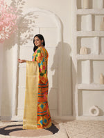Thumbnail for Shivam Fabrics Yellow Lichi Patta Fabric Printed Saree