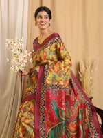 Thumbnail for Shivam Fabrics Yellow Tussar Silk Fabric Printed Saree