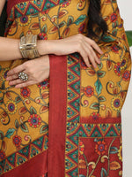 Thumbnail for Shivam Fabrics Mustard Tussar Silk Fabric Printed Saree