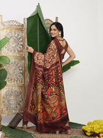 Thumbnail for Shivam Fabrics Beige Tussar Silk Fabric Printed Saree