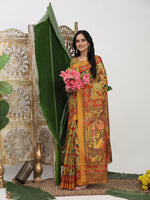 Thumbnail for Shivam Fabrics Yellow Tussar Silk Fabric Printed Saree