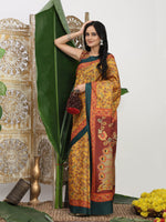 Thumbnail for Shivam Fabrics Yellow Tussar Silk Fabric Printed Saree