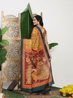 Thumbnail for Shivam Fabrics Yellow Tussar Silk Fabric Printed Saree