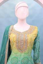 Thumbnail for Anaita Green Digital print with Embroidered Silk Stitched Plazo Suit - Distacart