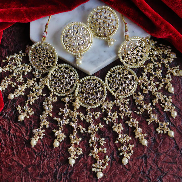 Jewel City Exquisite Gold-Plated Kundan Bridal Jewelry Set - Distacart