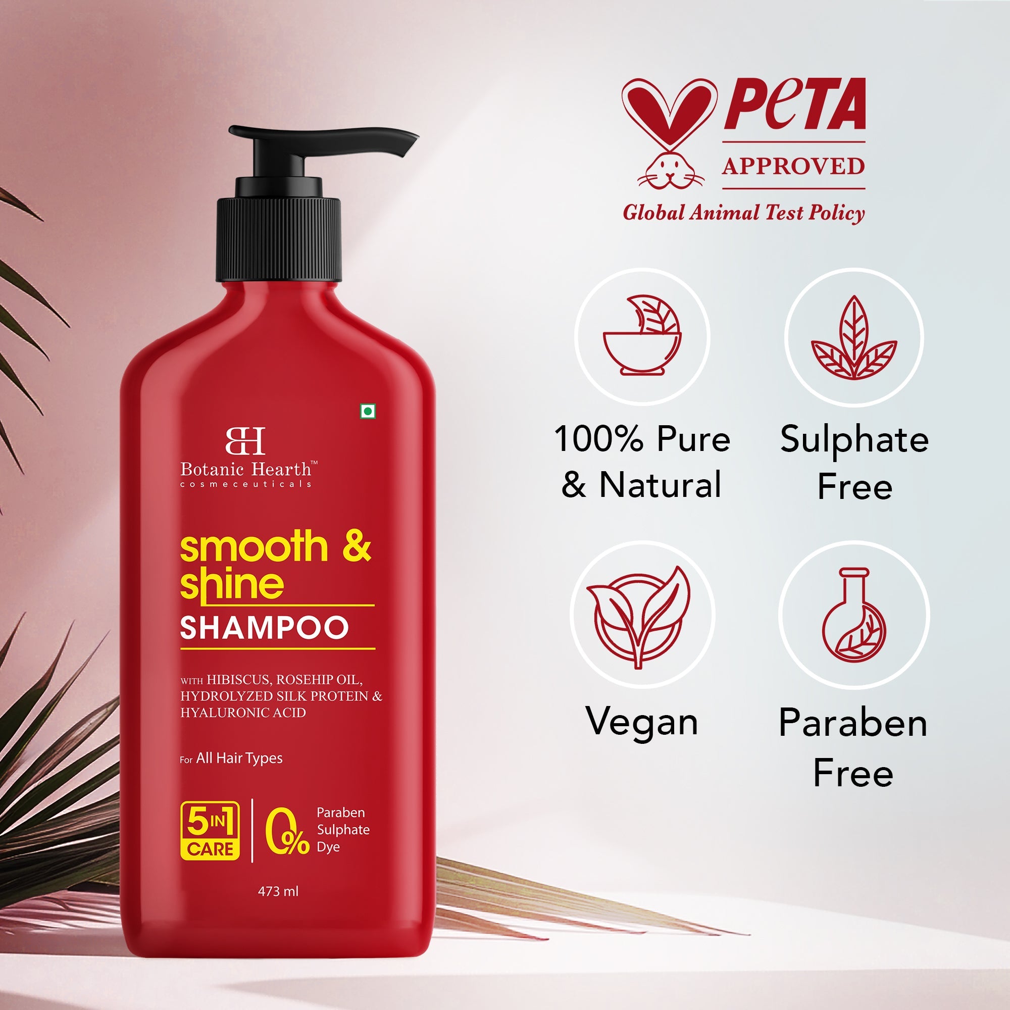 Smooth and Shine Shampoo with Hibiscus extract & Rosehip Oil - Distacart