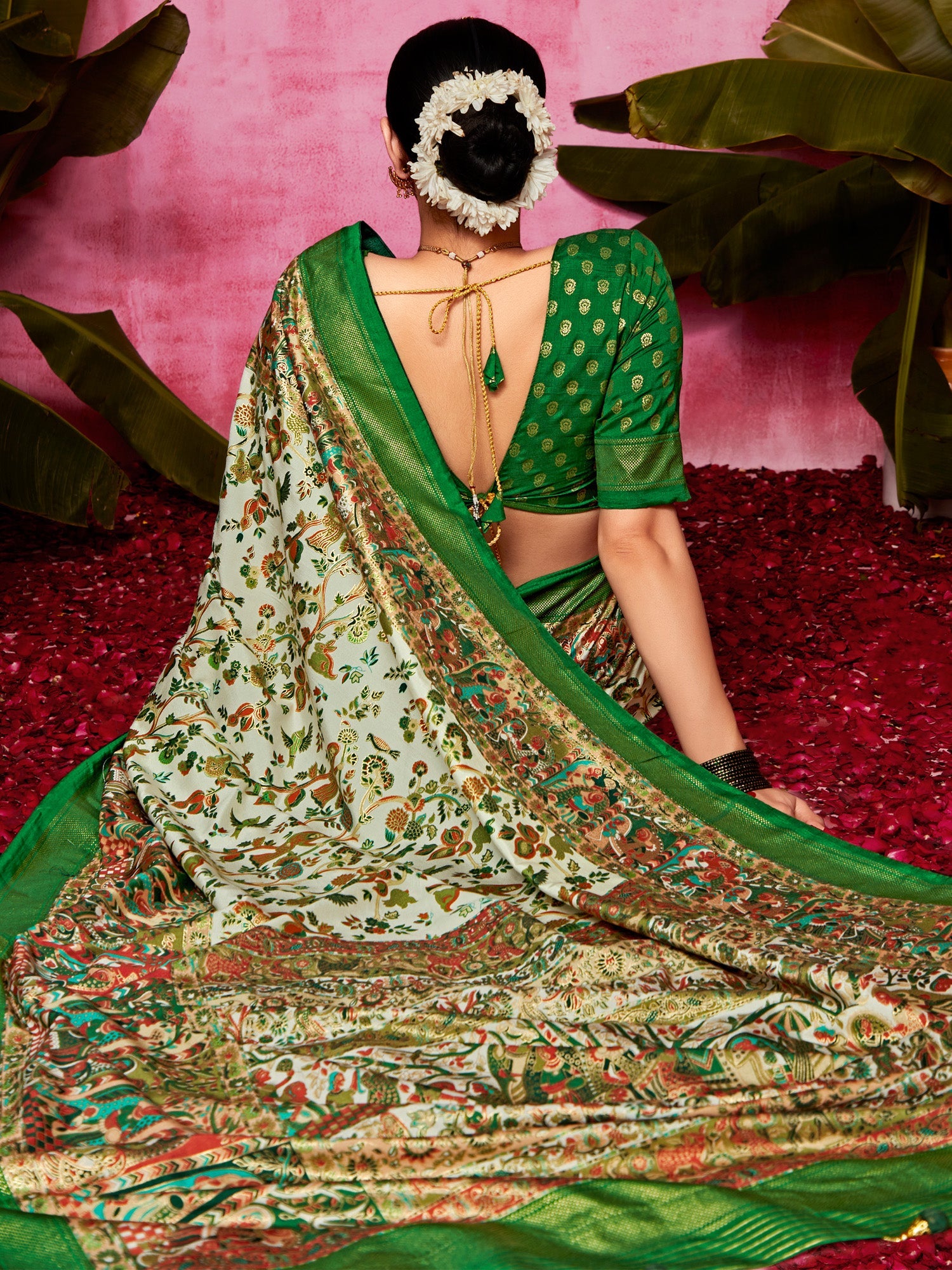 NOZ2TOZ Women's Tussar Silk Cream Printed Designer Saree With Blouse Piece - Distacart