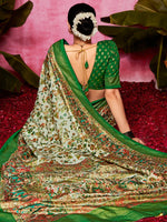Thumbnail for NOZ2TOZ Women's Tussar Silk Cream Printed Designer Saree With Blouse Piece - Distacart