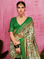 Thumbnail for NOZ2TOZ Women's Tussar Silk Cream Printed Designer Saree With Blouse Piece - Distacart